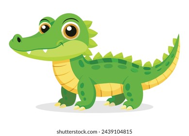 Cute Baby Crocodile flat animal vector pro style illustration.