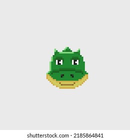 cute baby crocodile head in pixel art style