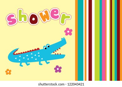 cute baby crocodile shower card
