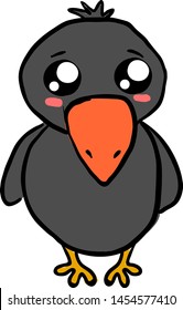 Cute baby crow, illustration, vector on white background.