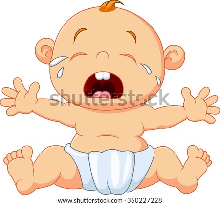 Cute baby crying isolated on white background