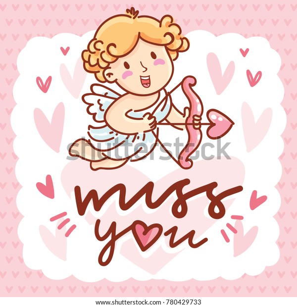 Cute Baby Cupid Angel Lettering Calligraphy Stock Vector Royalty