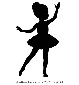 a cute baby dancer silhouette illustration on whit (1)