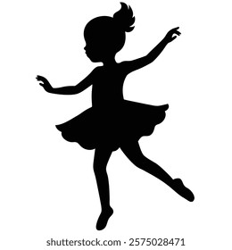 a cute baby dancer silhouette illustration on whit (2)