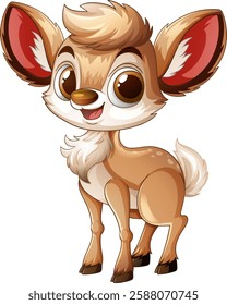 Cute baby deer with big eyes and fluffy tail