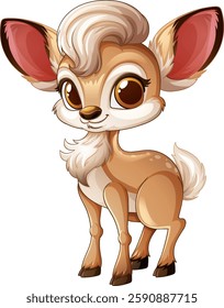 Cute baby deer with big eyes and fluffy tail