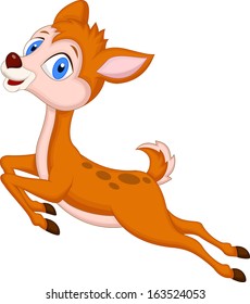 Cute baby deer cartoon jumping