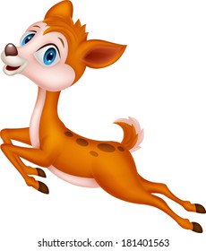 Cute baby deer cartoon jumping