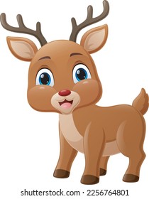 Cute baby deer cartoon on white background