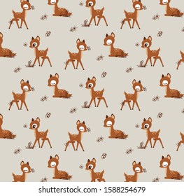 Cute baby deer character pattern