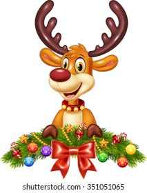 Cute baby deer with Christmas decoration