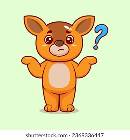 Cute baby deer confused cartoon vector icon illustration