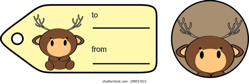 cute baby deer gift card cartoon in vector format very easy to edit