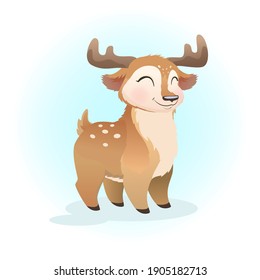 Cute baby deer. Isolated vector illustration.
