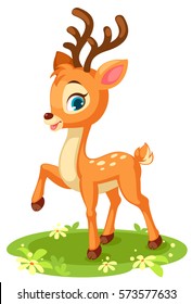 Cute baby deer in pose vector illustration