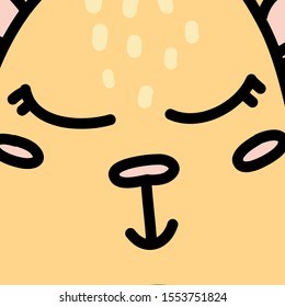 Cute baby deer snout cartoon vector illustration. Hand drawn close up reindeer animal face, muzzle. Flat design background with animal nose, eyes, mouth. Veterinary color poster, banner design idea