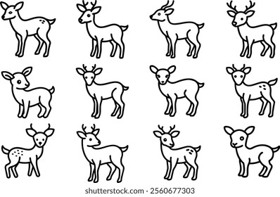 Cute Baby Deer with Spots as Adorable Hoofed Mammal Big Vector Set