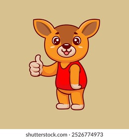 Cute Baby Deer Thumbs Up With Cartoon Vector Icon Illustration