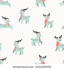 Cute baby deer vector pattern