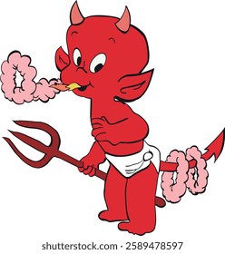 Cute Baby Devil Cartoon Character Illustration