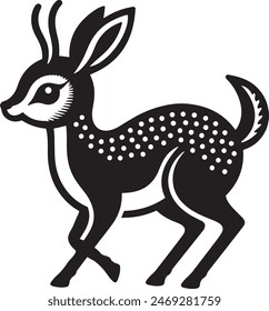 Cute baby Dik dik silhouette vector illustration on white background.