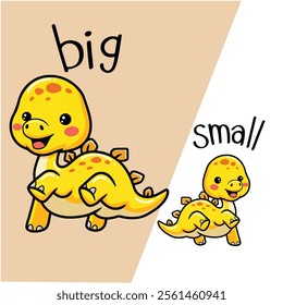 cute baby dino kindergarten learning measurement vector fashcard