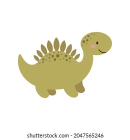 Cute baby dino in scandinavian style. Cartoon dinosaurs animal for kids cards, baby shower, t-shirt, birthday invitation, house interior. Bohemian childish vector illustration.