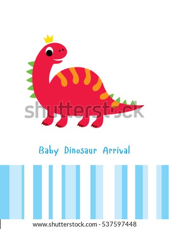 Cute Baby Dinosaur Arrival Card Stock Vector Royalty Free