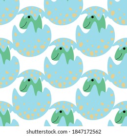 
Cute baby dinosaur in a blue egg on a white background. Beautiful predators in a flat style. Cartoon animals for web pages.
Stock vector illustration for decor, design, textile baby,
wallpaper