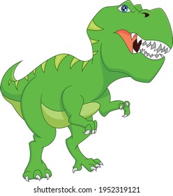 cute baby dinosaur cartoon isolated on white background