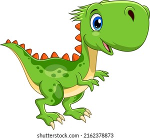 Cute baby dinosaur cartoon isolated on white background
