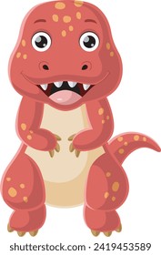 Cute baby dinosaur cartoon on white background