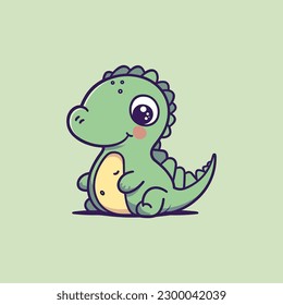 Cute baby Dinosaur cartoon reptile trex raptor illustration