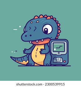 Cute baby Dinosaur cartoon reptile trex raptor illustration