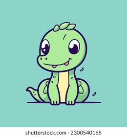 Cute baby Dinosaur cartoon reptile trex raptor illustration