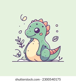 Cute baby Dinosaur cartoon reptile trex raptor illustration