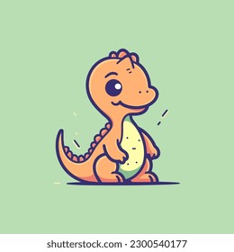 Cute baby Dinosaur cartoon reptile trex raptor illustration