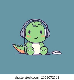 Cute baby Dinosaur cartoon reptile trex raptor illustration