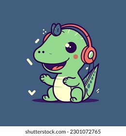 Cute baby Dinosaur cartoon reptile trex raptor illustration