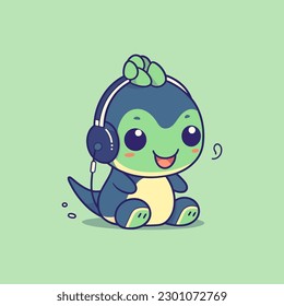 Cute baby Dinosaur cartoon reptile trex raptor illustration