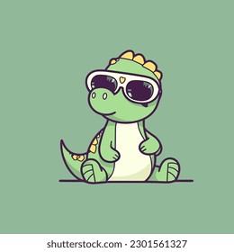 Cute baby Dinosaur cartoon reptile trex raptor illustration