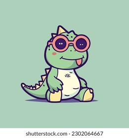 Cute baby Dinosaur cartoon reptile trex raptor illustration