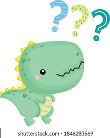 a cute baby dinosaur with confused expression