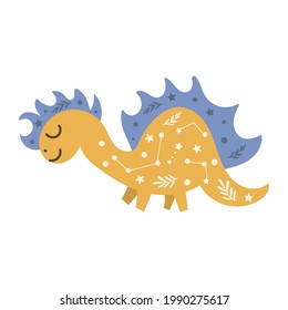 Cute baby dinosaur design. Vector illustration on isolated background.