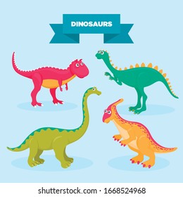 Cute baby dinosaur. Dinosaurs dragon and funny dino character.