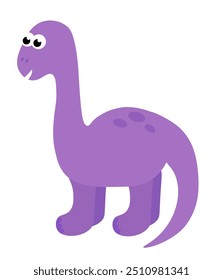 Cute baby dinosaur. Hand drawn brontosaurus. Flat cartoon vector illustration isolated on white background.