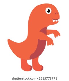 Cute baby dinosaur. Hand drawn tyrannosaurus. Flat cartoon vector illustration isolated on white background.