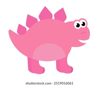 Cute baby dinosaur. Hand drawn stegosaurus. Flat cartoon vector illustration isolated on white background.