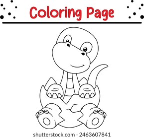 cute baby dinosaur hatching from egg coloring page for kids