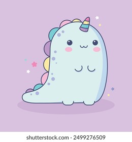Cute Baby Dinosaur illustration. Design for Kids Clothes, Invitations, Greeting Cards. Vector Illustration in Cartoon Style.
